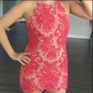 Elegant Pink Lace Dress